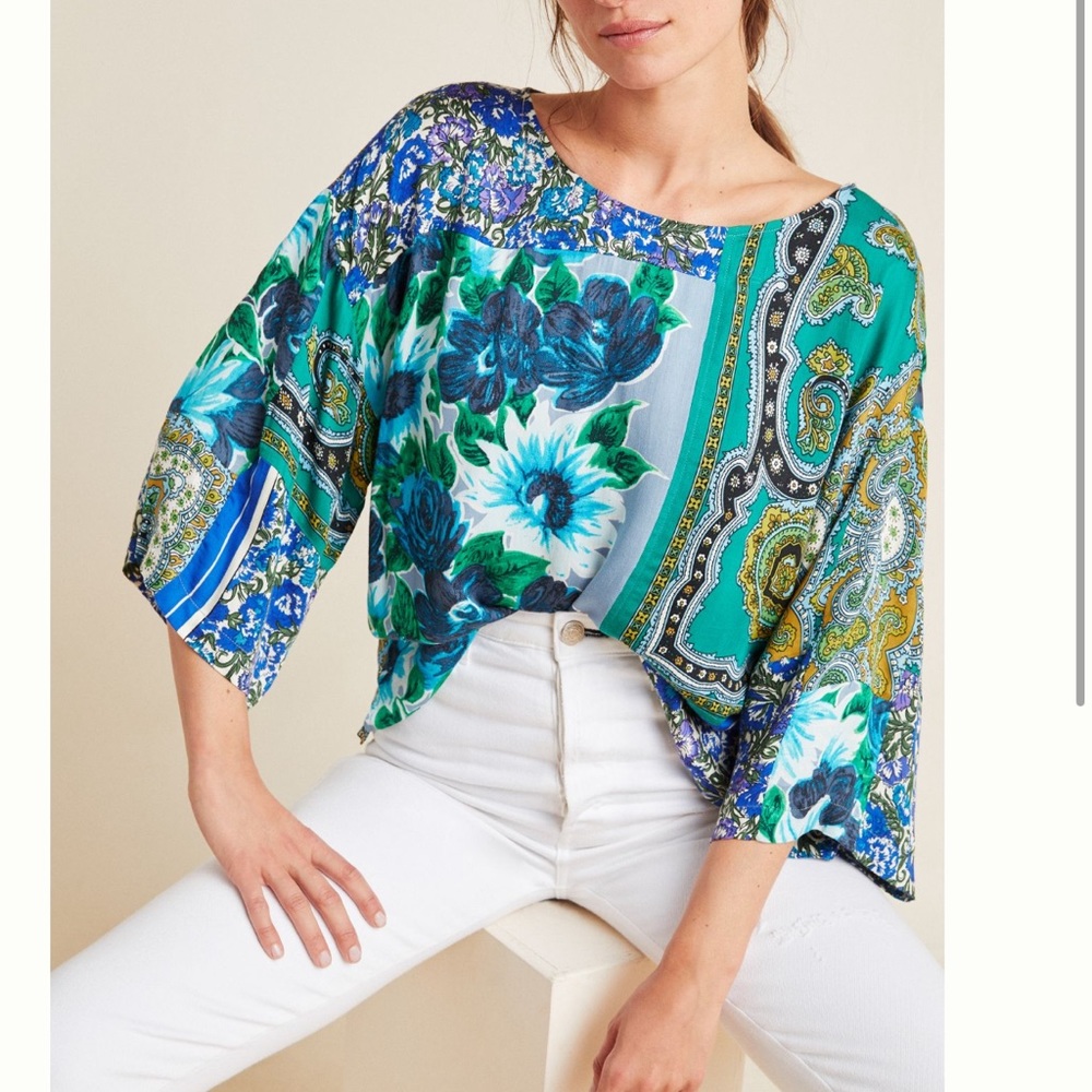 Anthropologie Tiny brand Ellery Mixed Print Blouse